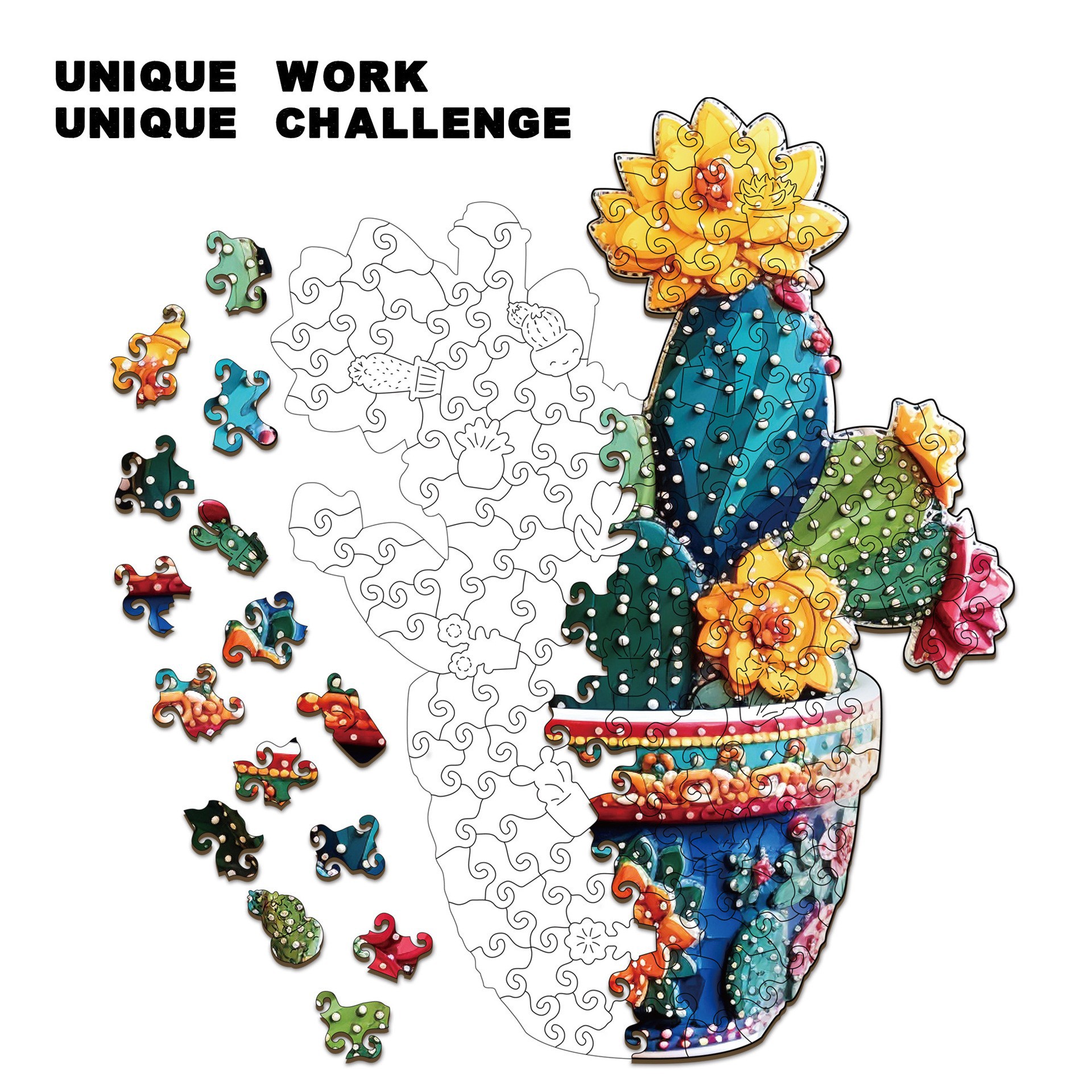 Wacocetoy Cactus Wooden Puzzle