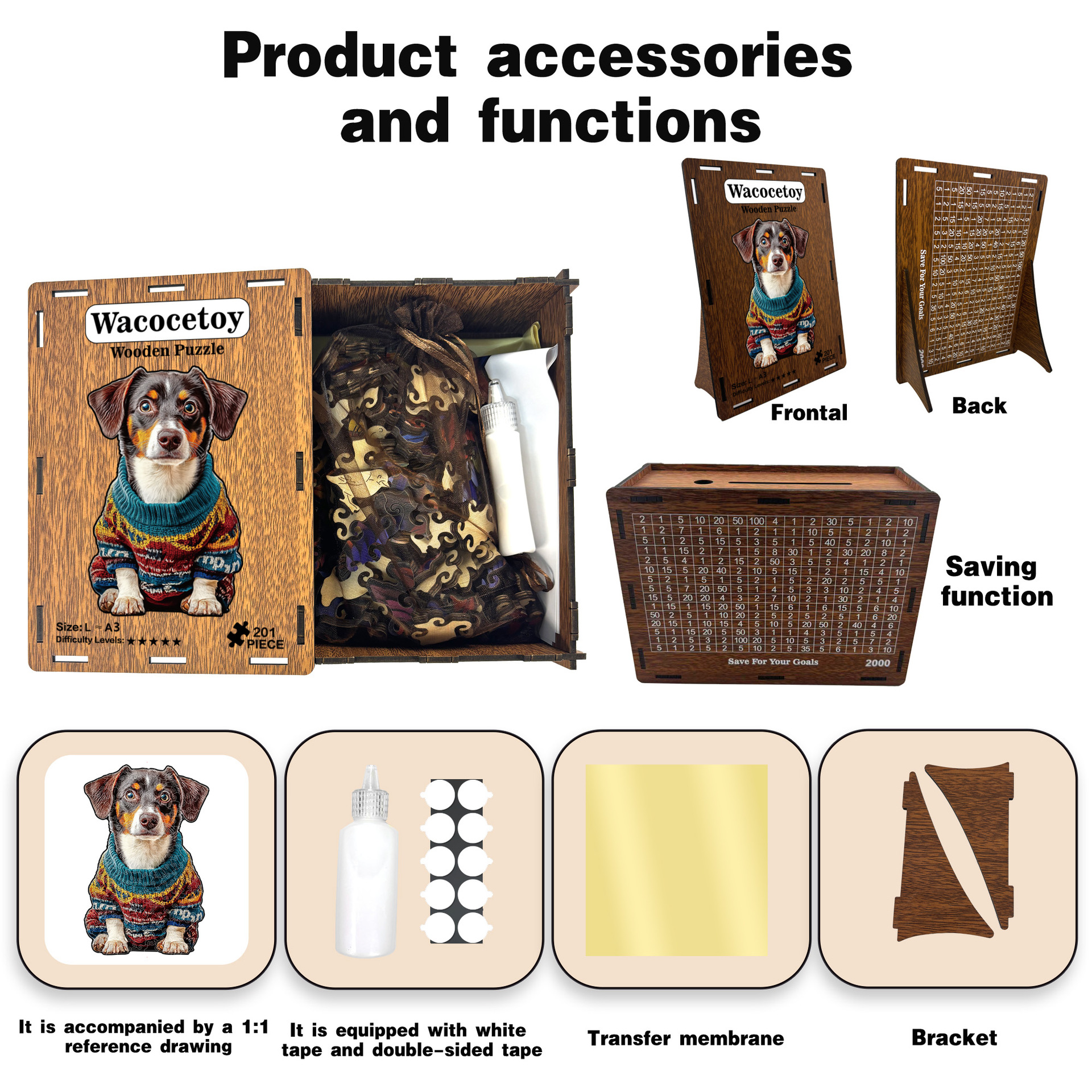 Wacocetoy Dachshund Wooden Puzzle 