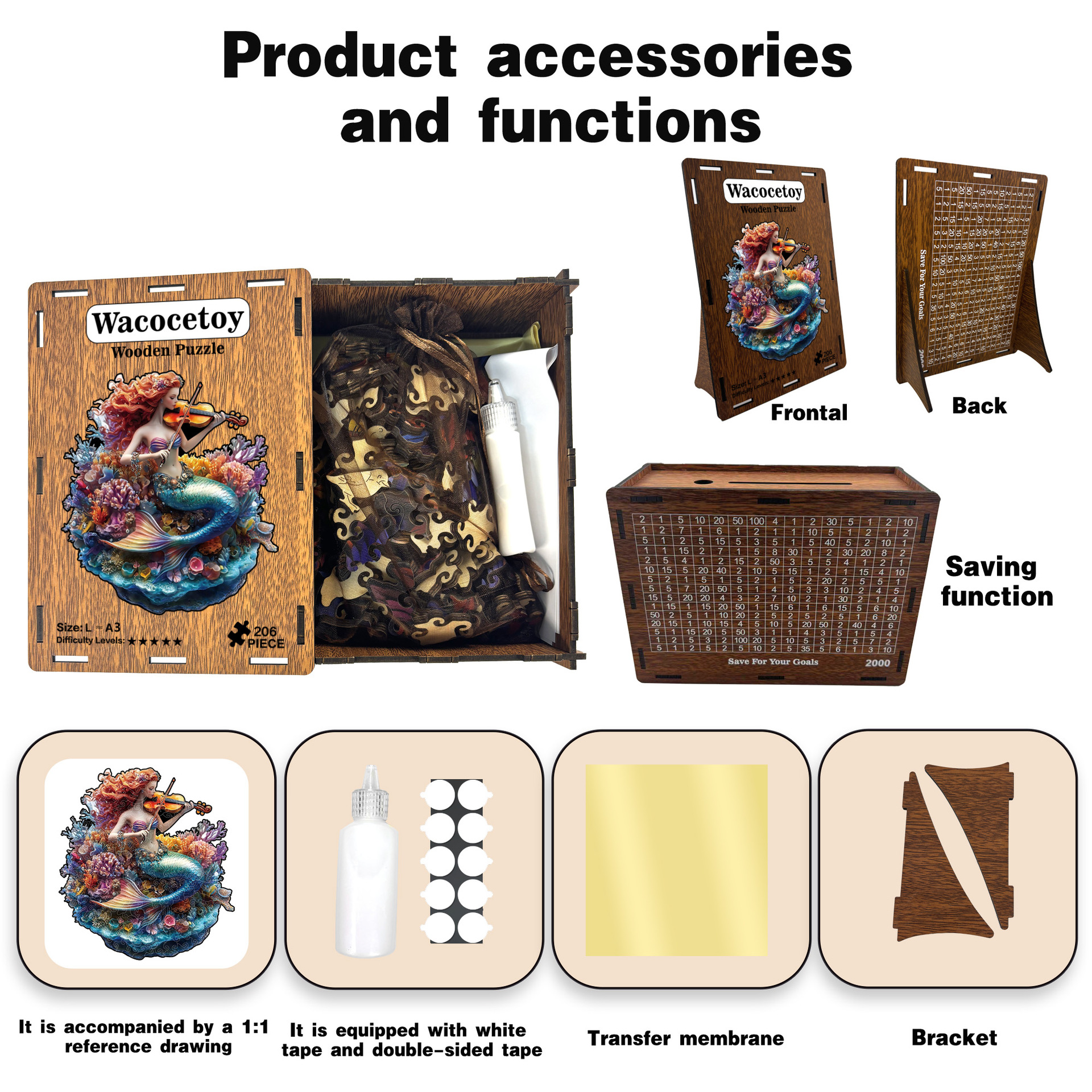 Wacocetoy Mermaid Wooden Puzzle