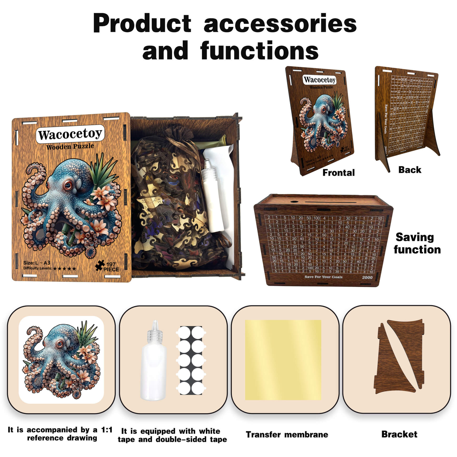 Wacocetoy Octopus Wooden Puzzle