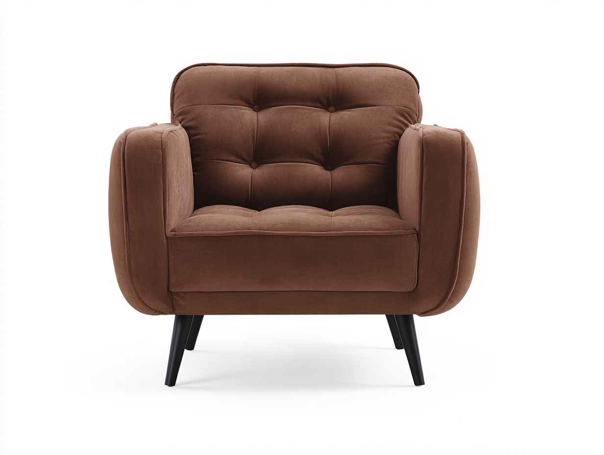 Poltrona in tessuto imbottita 80x76x82 cm - marrone - seduta moderna