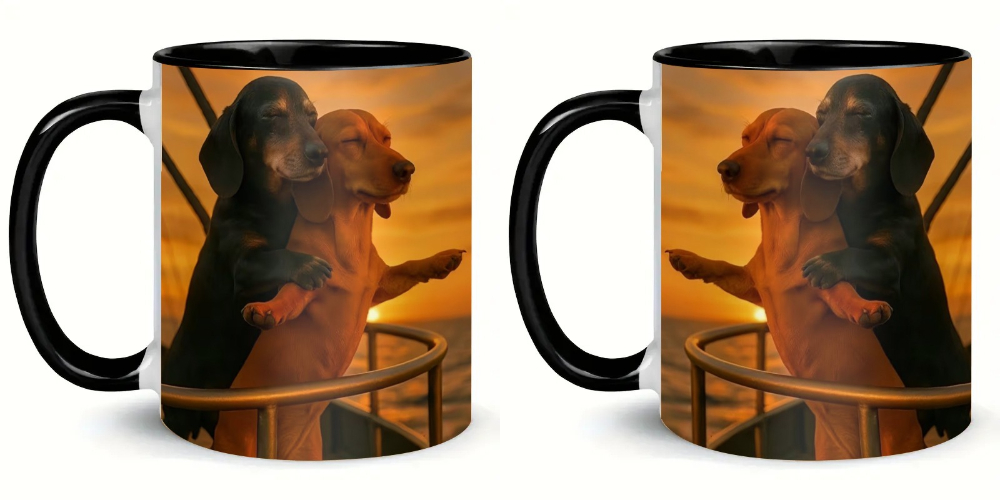 Couple Dachshund Love Mug – Cute Ceramic Coffee Cup for Dog Lovers