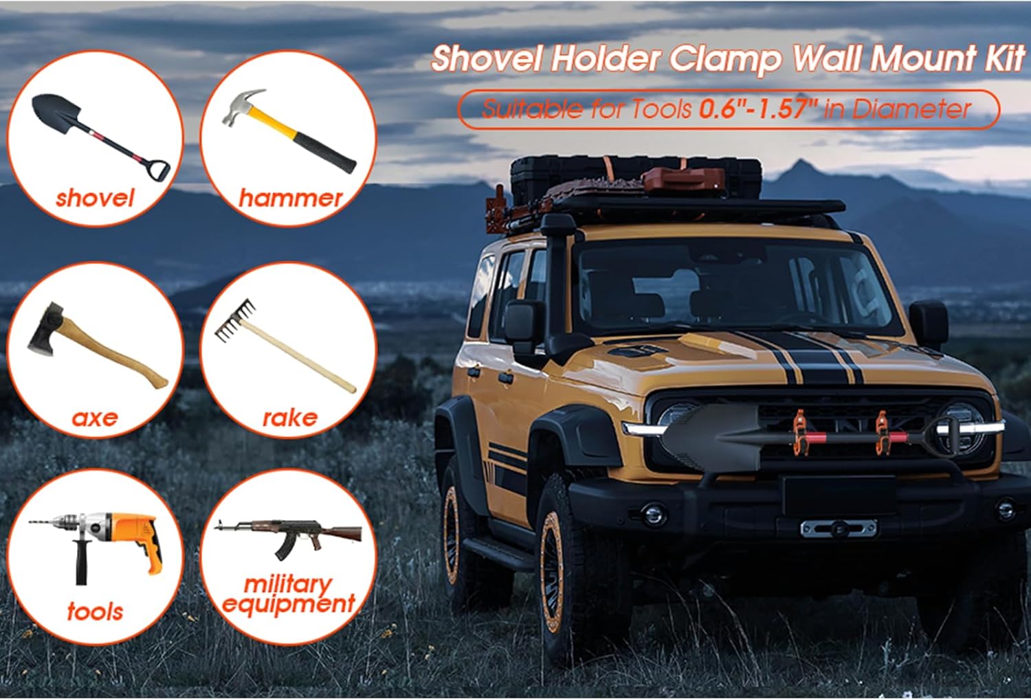 🛠️ Heavy Duty Metal Rubber Shovel Mount Kit