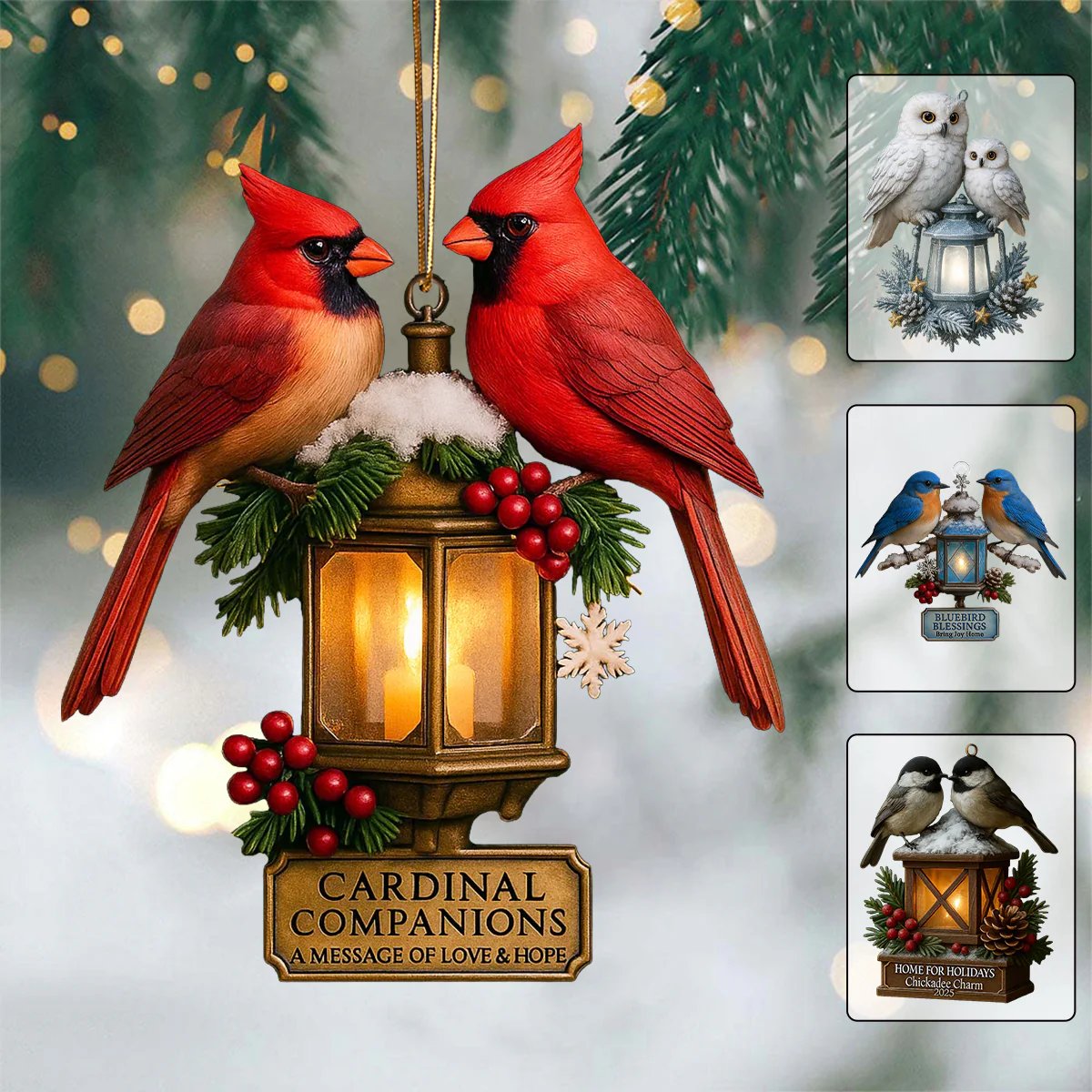 🕊️✨ Winter Lantern Birds — A Symbol of Love & Hope