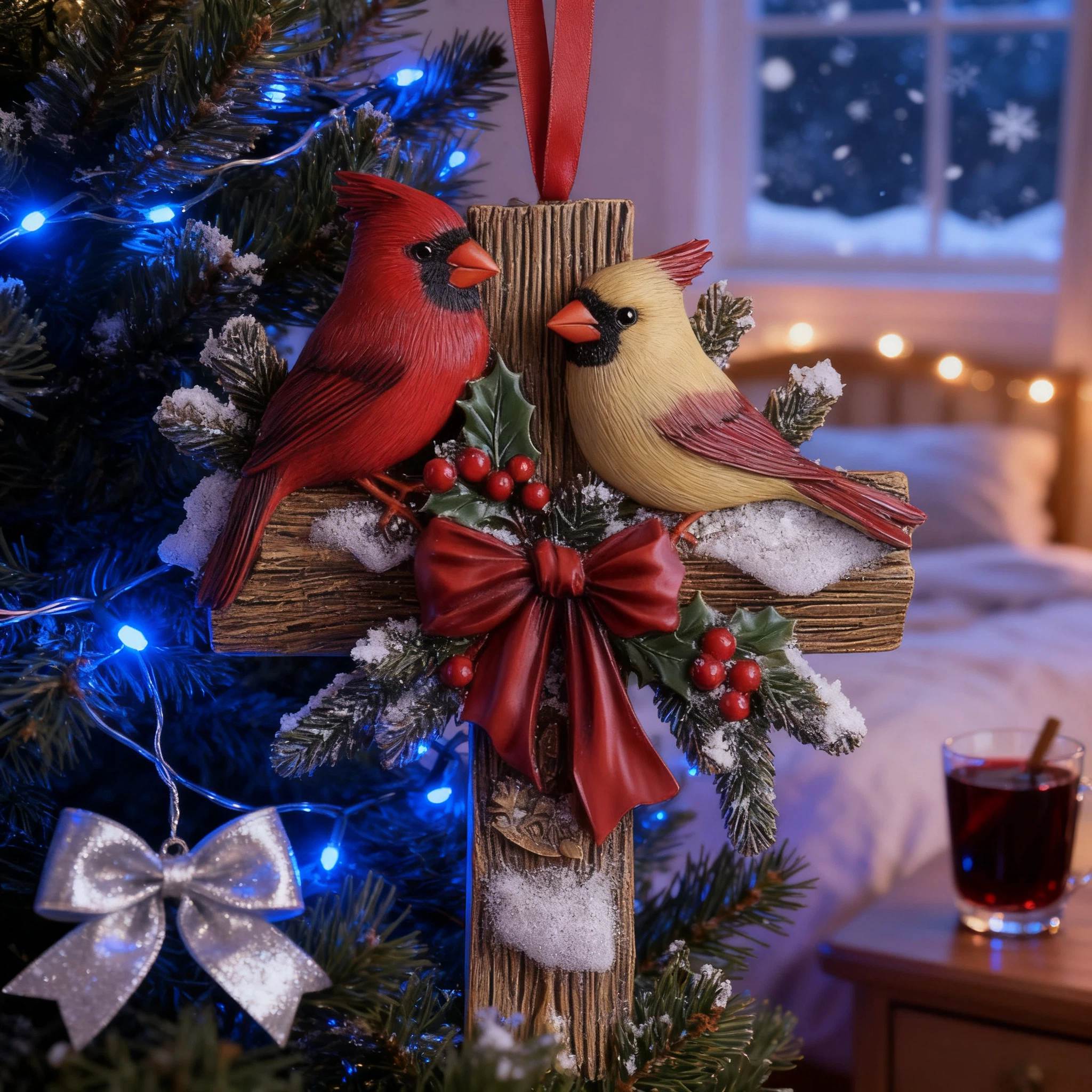 ✝️ Hope and Peace Cardinal Christmas Ornament – A Symbol of Eternal Love