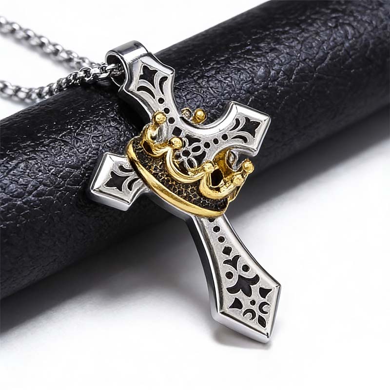  Crown Cross Necklace For Men And Women Faith Prayer Accessories Gift