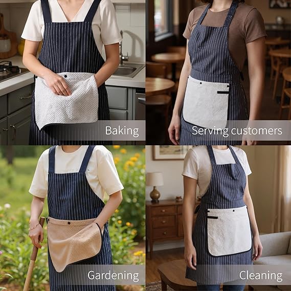 🔥LAST DAY 50% OFF✨Apron with Pockets for Women and Men Cross Back Design with Towel