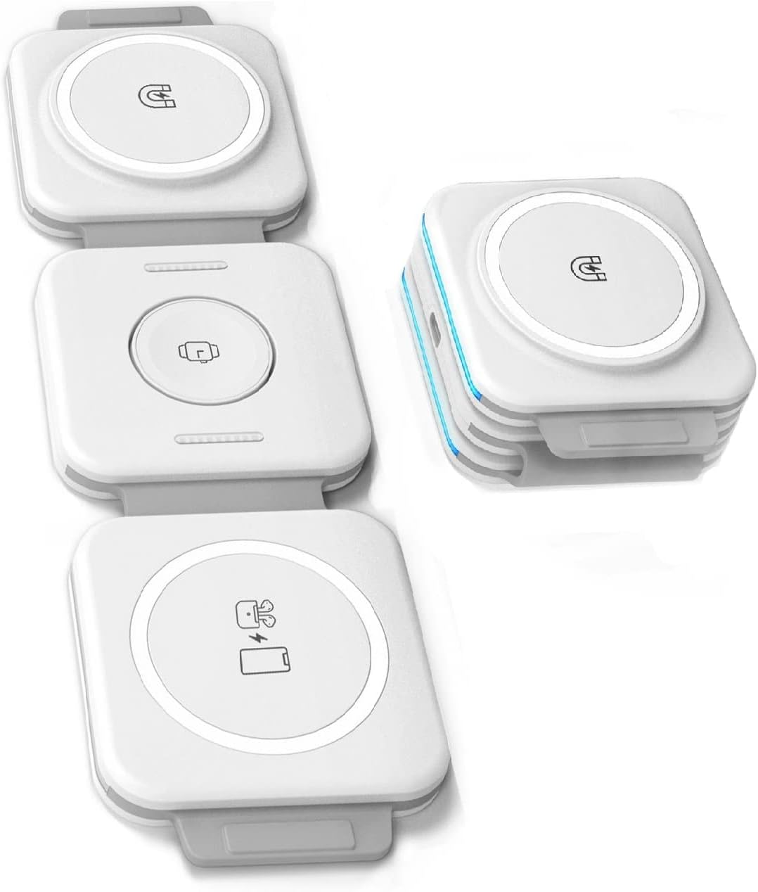 Travel 3 in 1 Charging Stations for Multiple Apple Devices - Designed for iPhone, Watch and AirPods, Magnetic Wireless Charging - Foldable Design, Compatible with MagSafe Products
