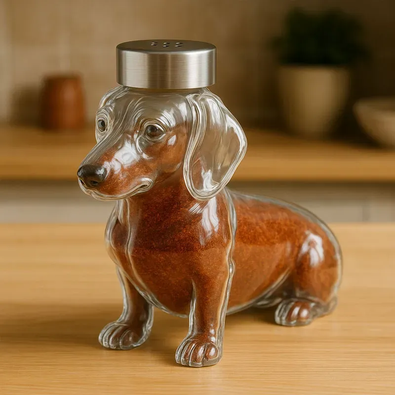 Handmade Puppy Glass Seasoning Bottles