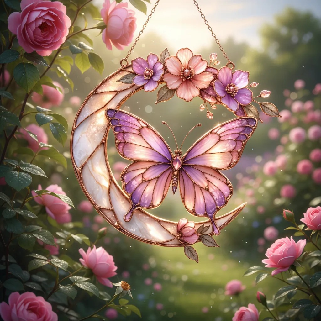 Cross-Border Moonlight Butterfly Hanging Ornament Moonlight Butterfly Color Ornament