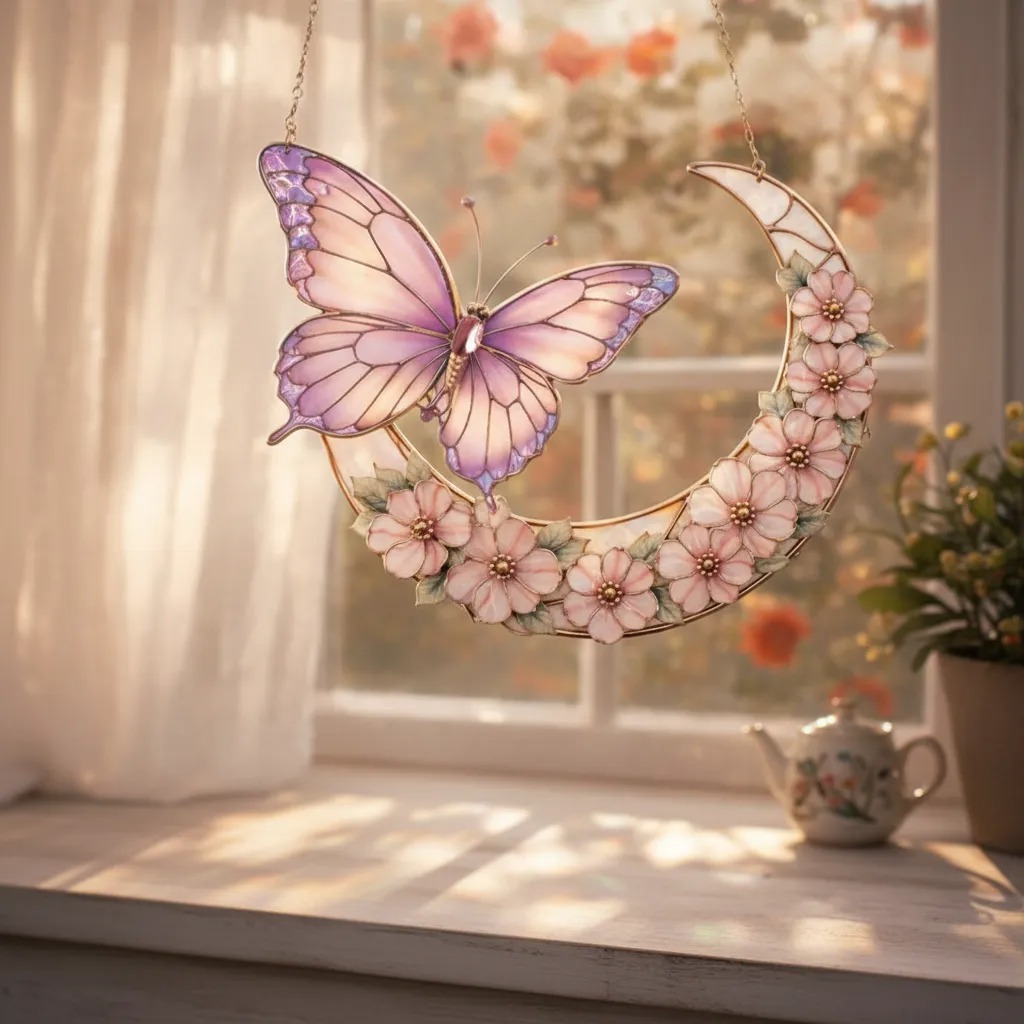 Cross-Border Moonlight Butterfly Hanging Ornament Moonlight Butterfly Color Ornament