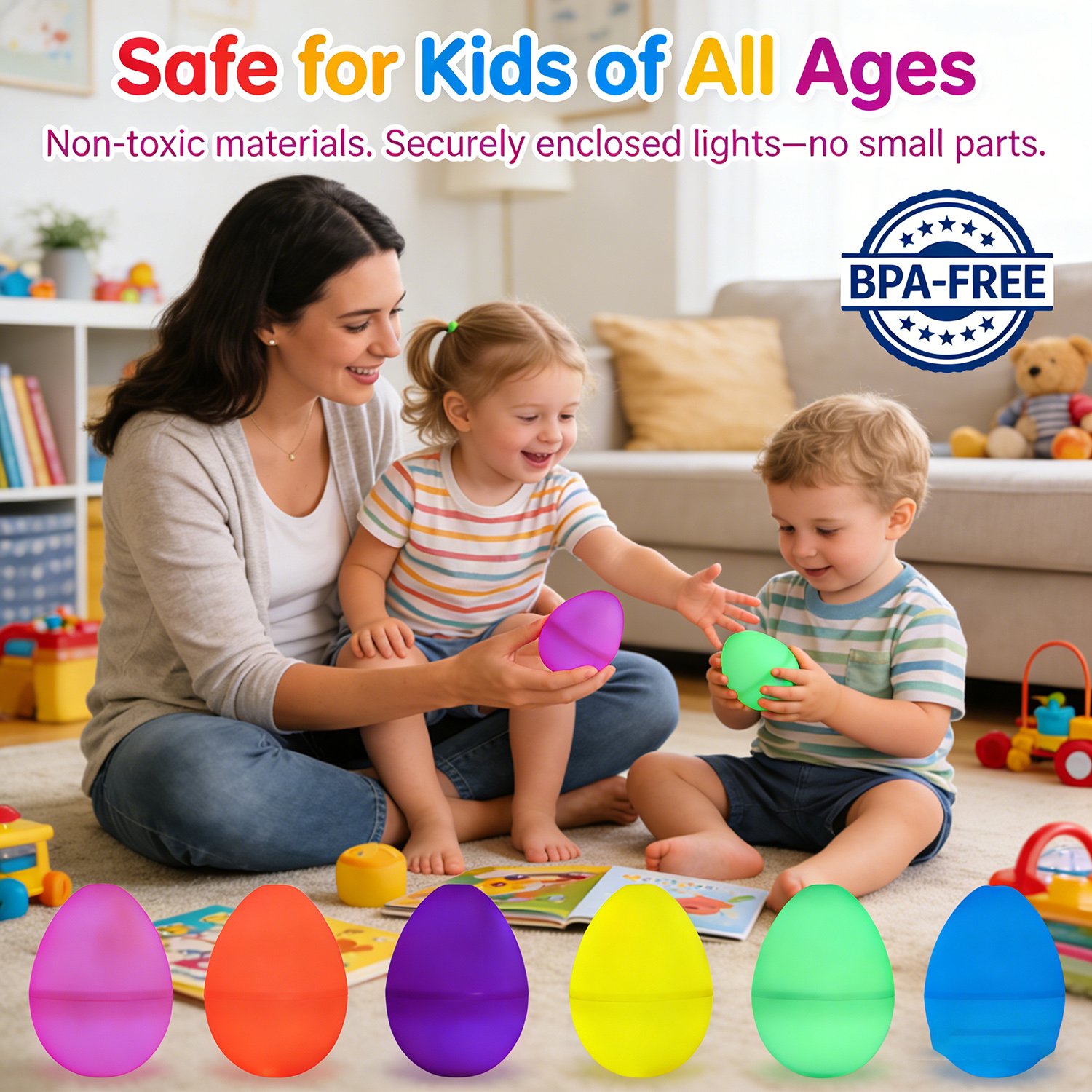 Easter Eggs Glowing In The Dark! Pack Of 6, With Flashing Balls Of Light!