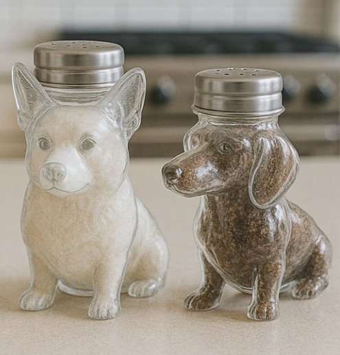 Handmade Puppy Glass Seasoning Bottles