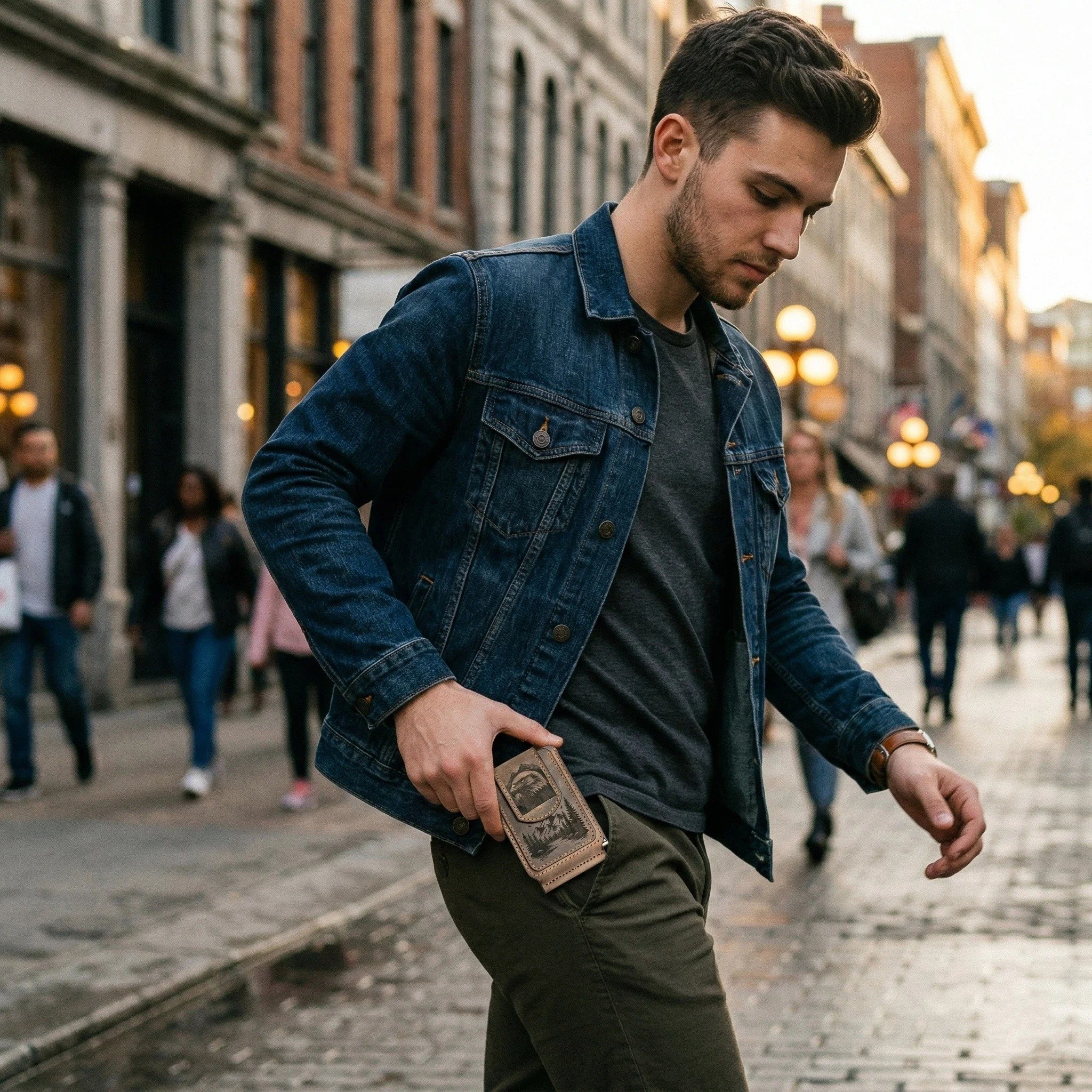 Laser-Etched Eagle Tactical Slim Wallet