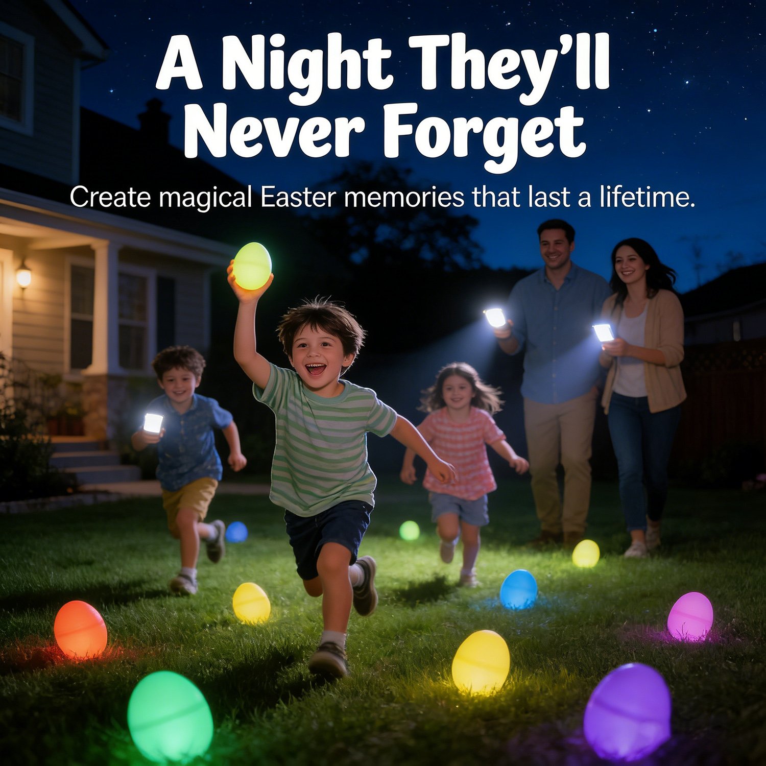 Easter Eggs Glowing In The Dark! Pack Of 6, With Flashing Balls Of Light!