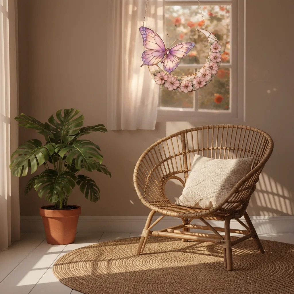 Cross-Border Moonlight Butterfly Hanging Ornament Moonlight Butterfly Color Ornament