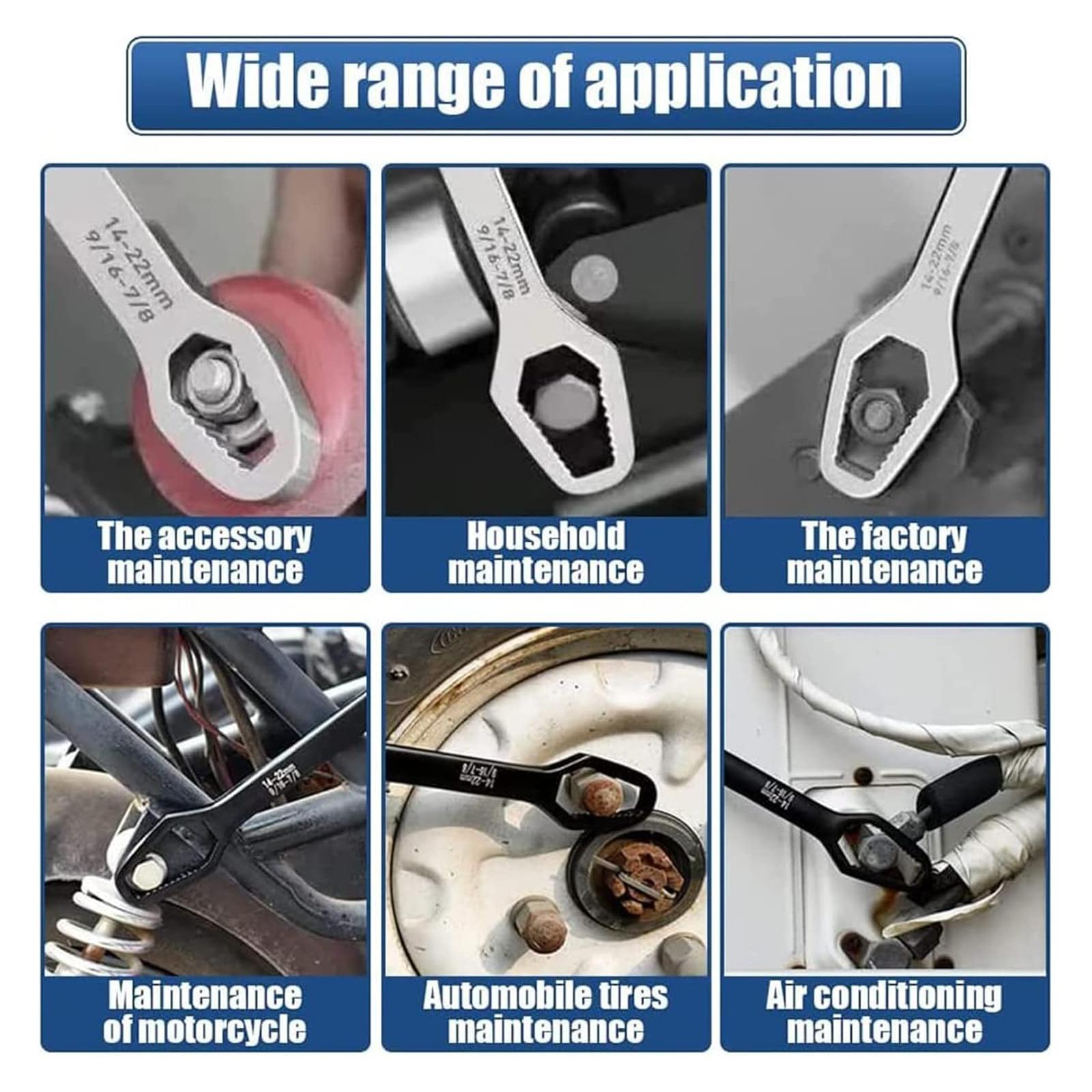 Universal Car Torx Wrench,8-22mm Self-tightening Wrench,Double-head Torx Spanner,Non-Slip Multi-function Wrench for Most Nuts & Bolts Repair,Professional Car Assembly & Disassembly Tool.