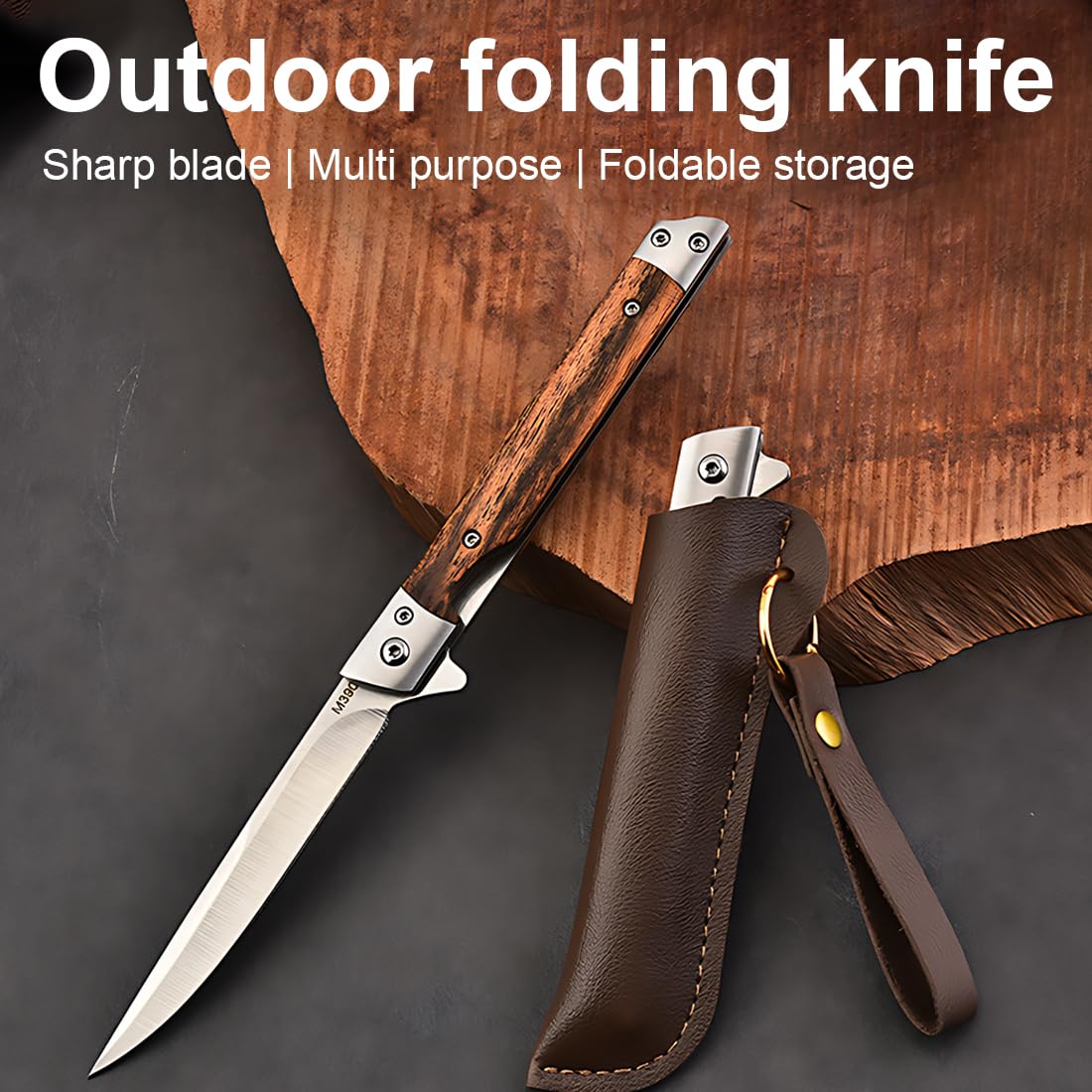 Folding Multi Tool Knife with Leather Pouch
