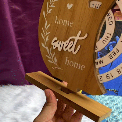 📅Handcrafted Wooden Perpetual Calendar – Rustic Desk Accessory for Home, Study & Office