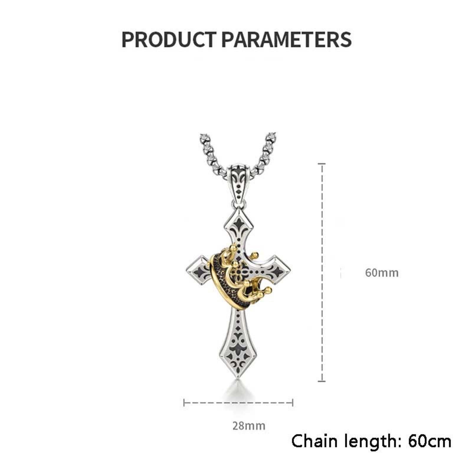 KISSFOO Stainless Steel Crown Cross Necklace for Men and Women Faith Prayer Accessories Gift KISSFOO Stainless Steel Crown Cross Necklace for Men and Women Faith Prayer Accessories Gift