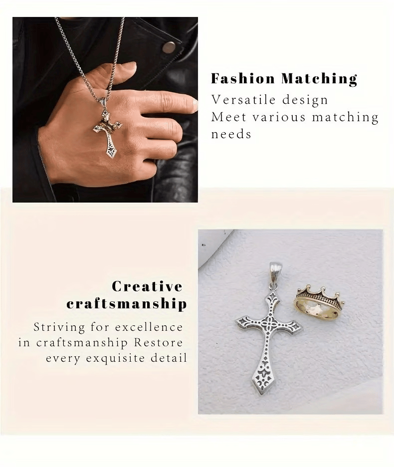  Crown Cross Necklace For Men And Women Faith Prayer Accessories Gift