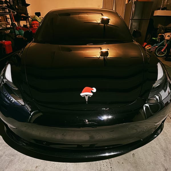 Santa Hat Overlay for Tesla Emblem, Reusable!