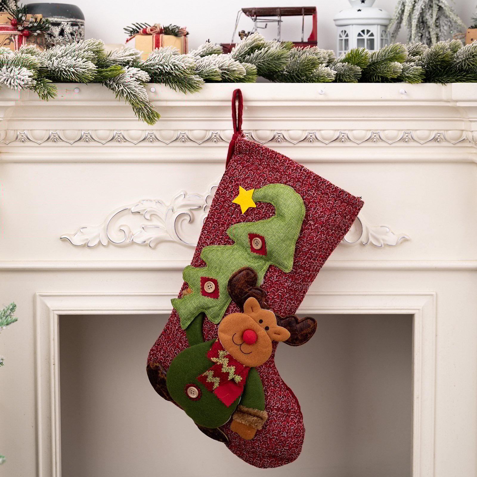 🌲Christmas stocking with Santa, snowman and reindeer