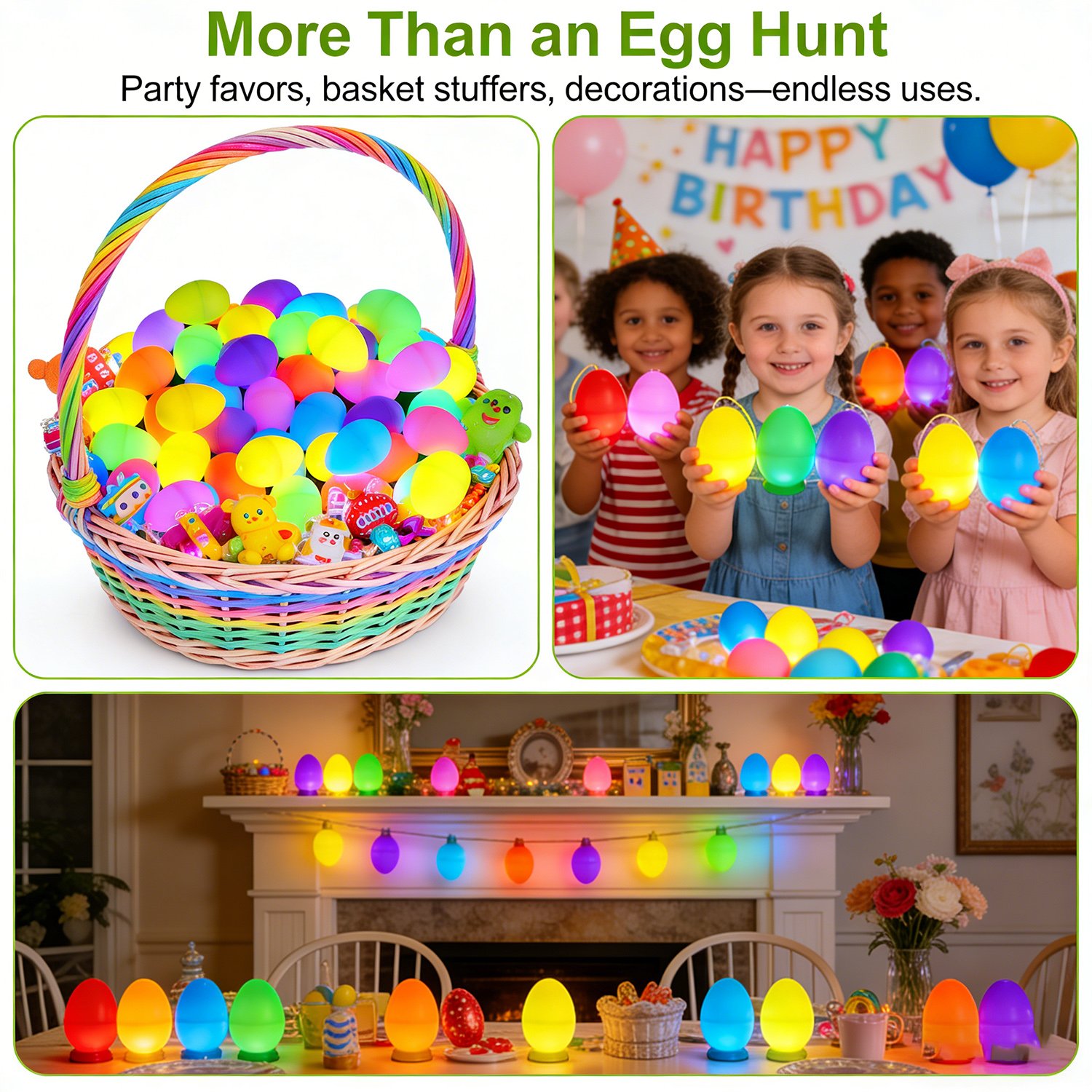 Easter Eggs Glowing In The Dark! Pack Of 6, With Flashing Balls Of Light!