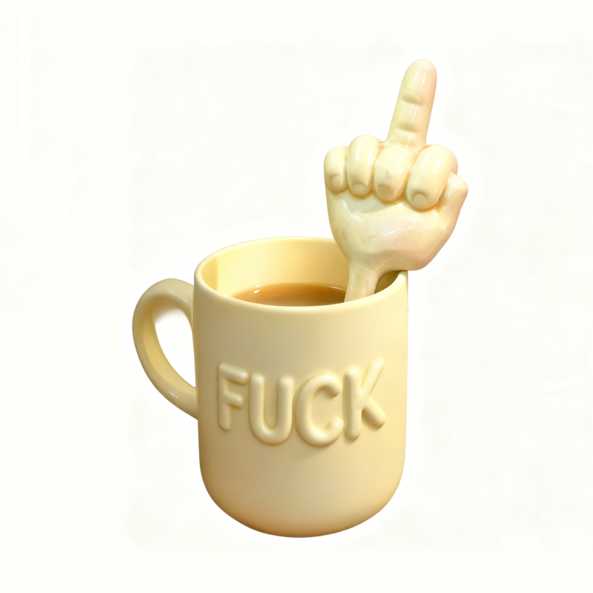 “Zero F*cks Given” Funny Coffee Mug Set – Middle Finger Spoon & Bold Letter Mug Gift for Friends & Coworkers