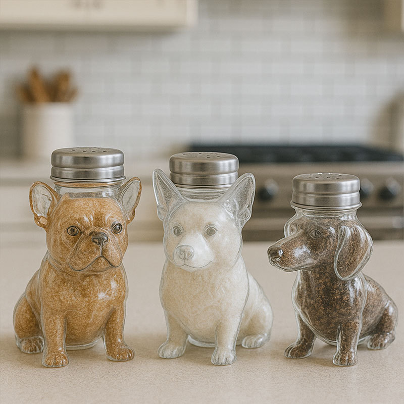 Handmade Puppy Glass Seasoning Bottles