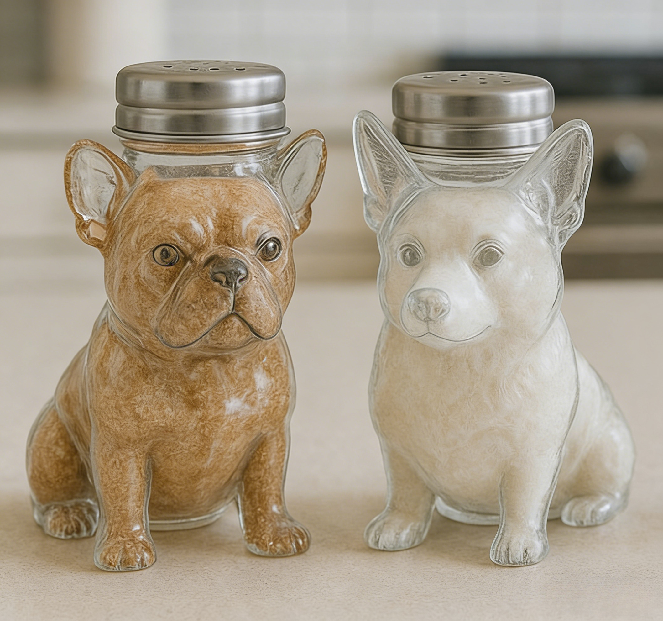 Handmade Puppy Glass Seasoning Bottles