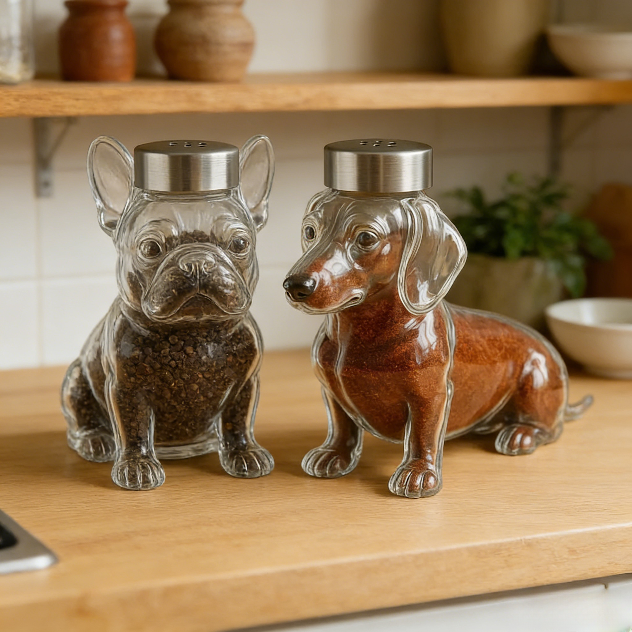 Handmade Puppy Glass Seasoning Bottles