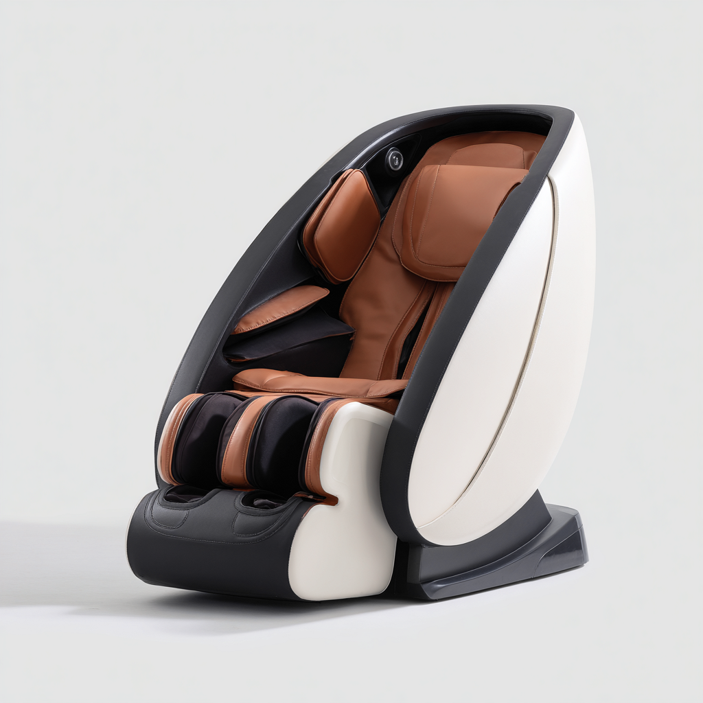 Poltrona massaggiante con design avvolgente e struttura ergonomica 125x80x120 cm - bianco-nero-marrone - stile moderno-Dengethut