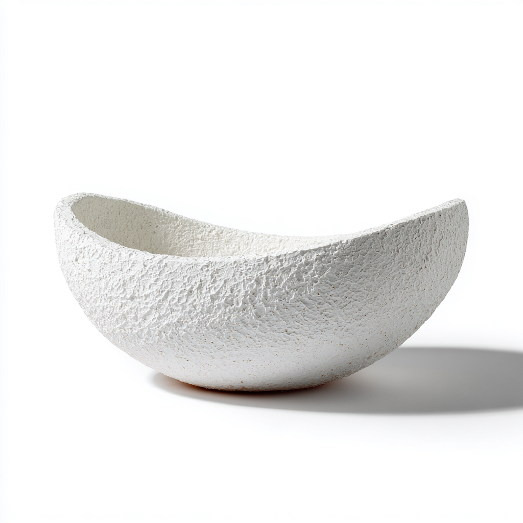 Vaso per piante in ceramica 45x25x22 cm - bianco - forma organica-Dengethut