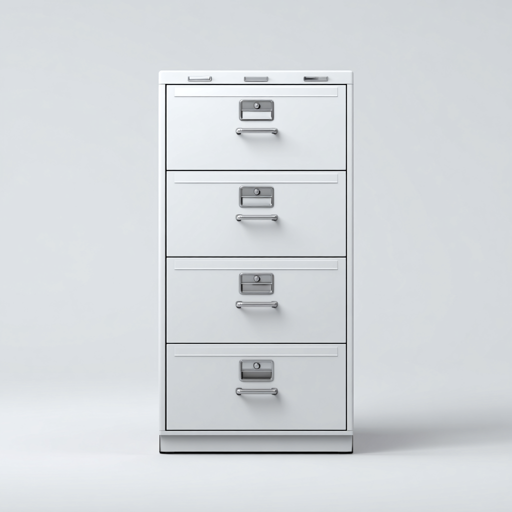 Armadio per ufficio a 4 cassetti 60x45x130 cm - bianco - per ufficio - design moderno-Dengethut