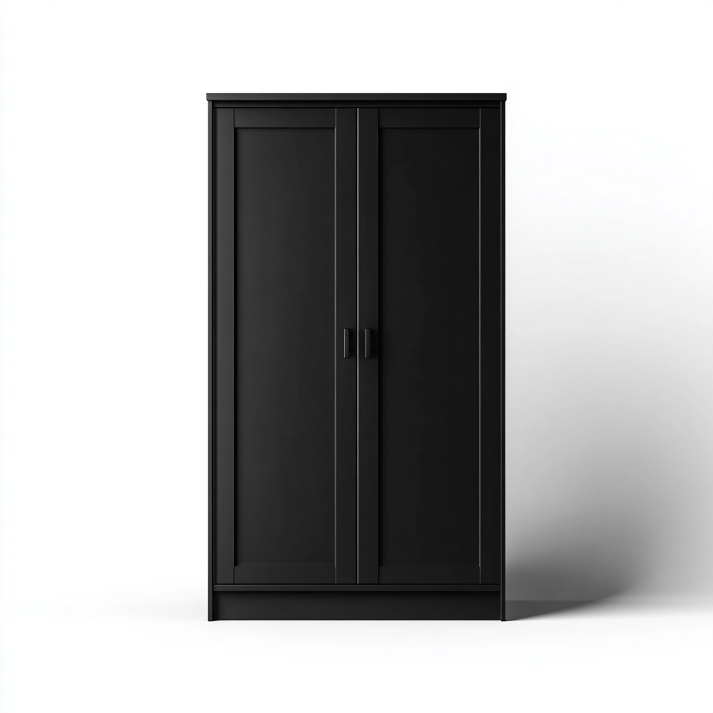 Armadio legno 90x55x185 cm nero per camera - stile moderno-Dengethut