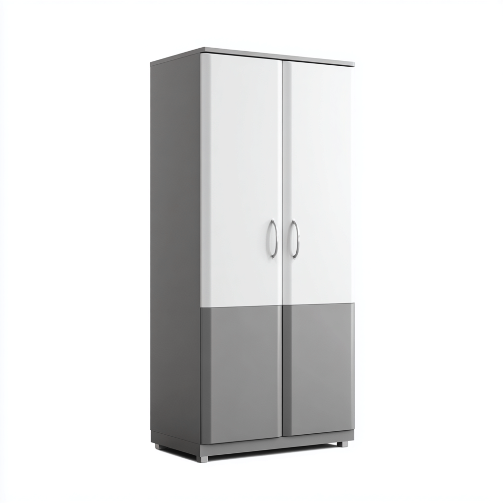 Armadio legno 80x50x180 cm bianco e grigio per camera - stile moderno-Dengethut