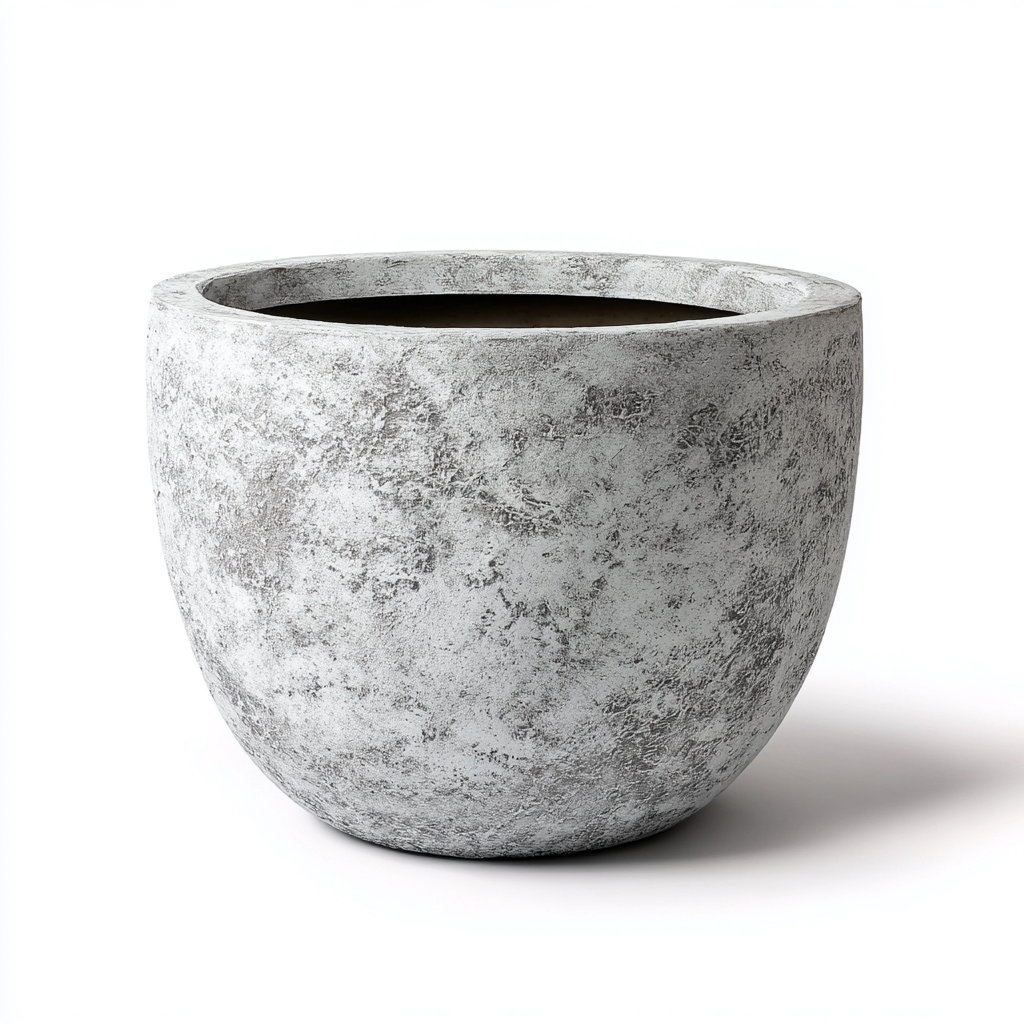 Vaso per piante rotondo in cemento 45x45x38 cm - grigio - design moderno per giardino-Dengethut
