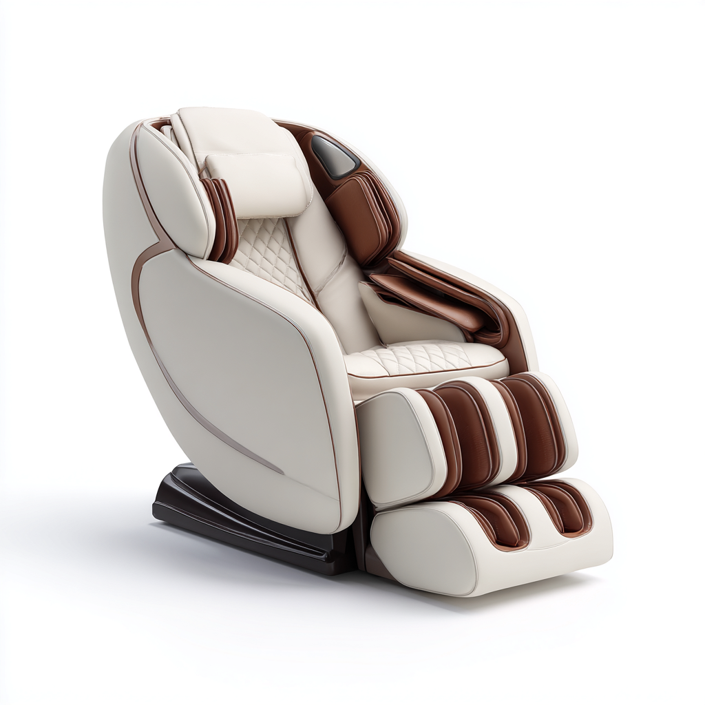 Poltrona massaggiante con seduta ergonomica e struttura avvolgente 130x85x125 cm - beige-marrone - design moderno-Dengethut