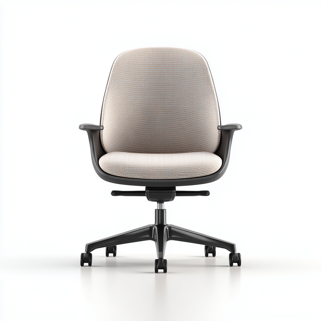 Sedia da ufficio in tessuto imbottito con braccioli 65x65x105 cm - beige - design moderno-Dengethut