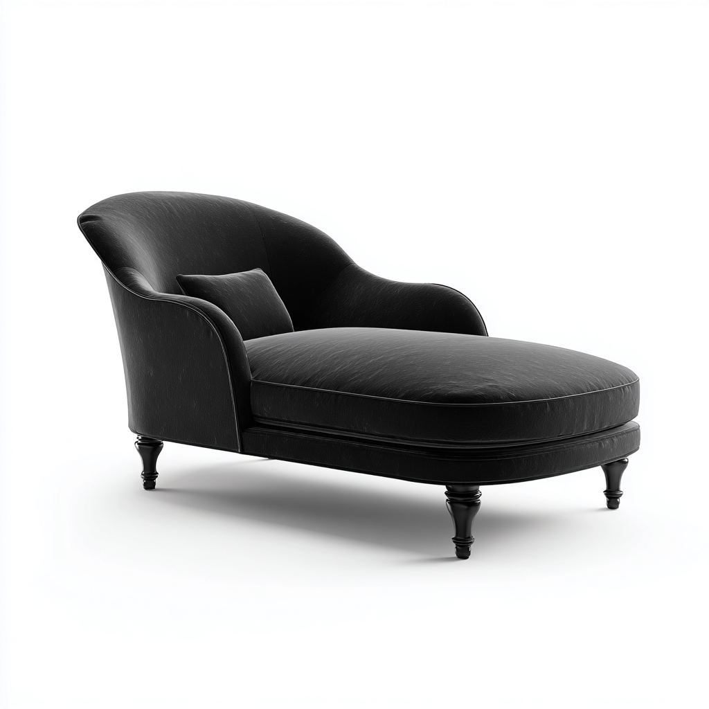 Chaise longue imbottita rivestita in pelle 180x75x80 cm - nero - stile classico-Dengethut