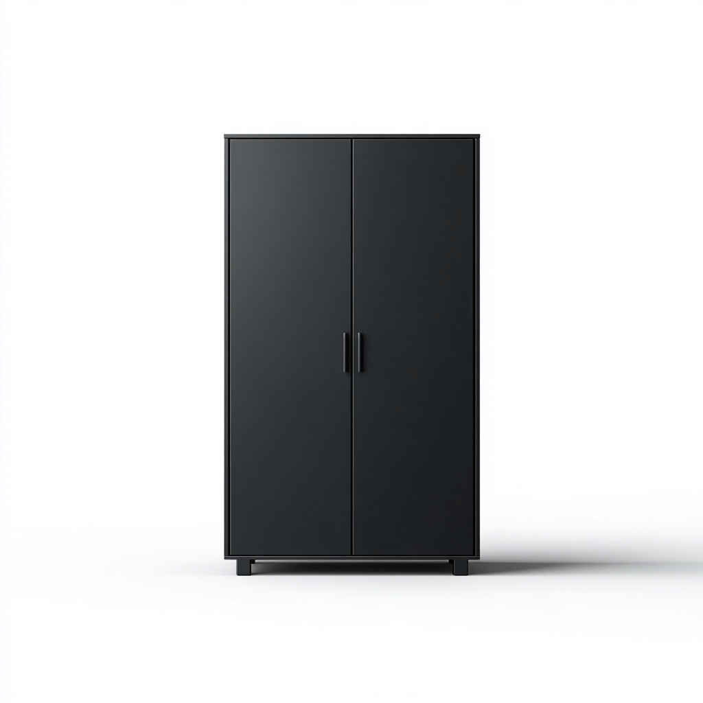 Armadio a due ante 90x45x180 cm - nero - per soggiorno - design moderno-Dengethut