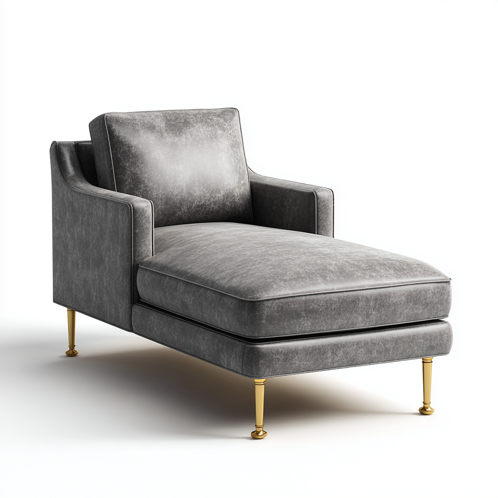 Chaise longue imbottita rivestita in tessuto 170x80x85 cm - grigio scuro - stile moderno-Dengethut