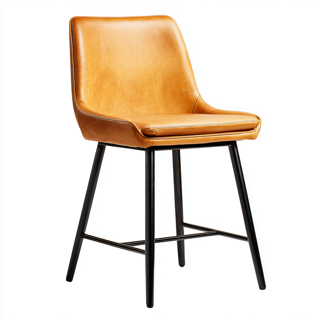 Sgabello da bar imbottito in similpelle con struttura in metallo 50x54x95 cm - marrone-nero - stile moderno-Dengethut