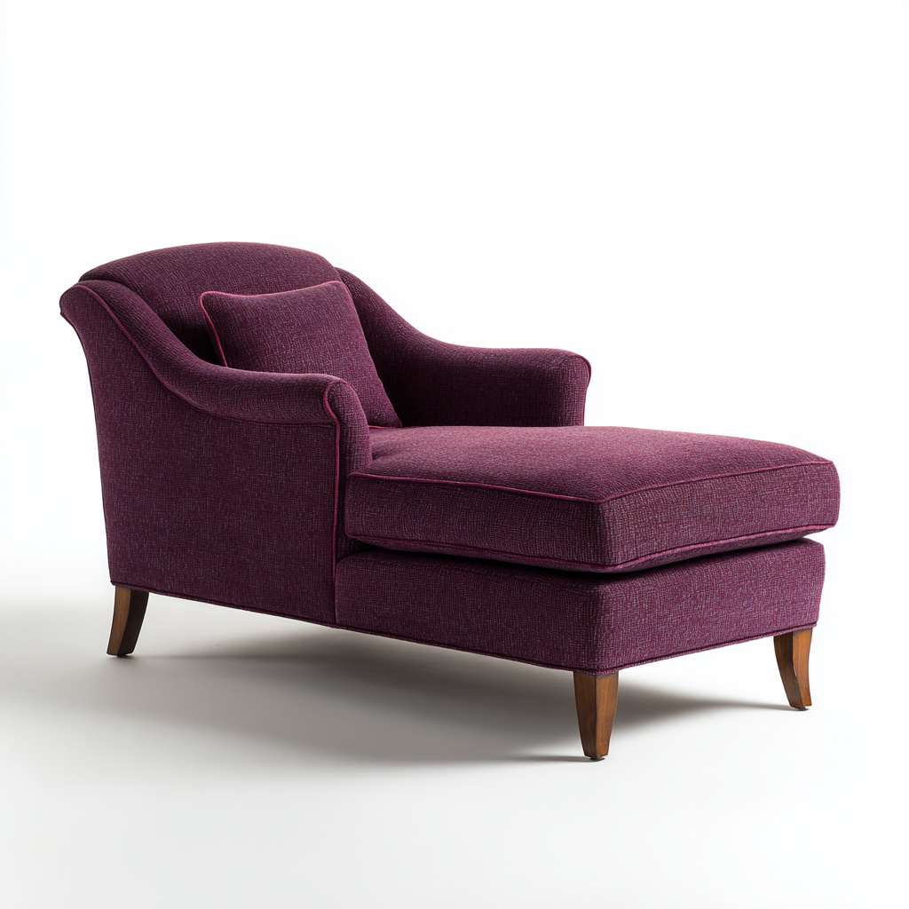 Chaise longue imbottita in tessuto 165x75x80 cm - viola - stile classico per soggiorno-Dengethut