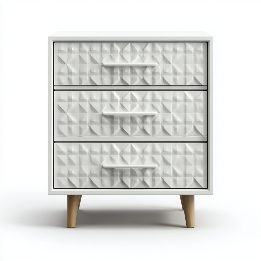 Comodino con 3 cassetti 55x40x65 cm - bianco - design contemporaneo-Dengethut