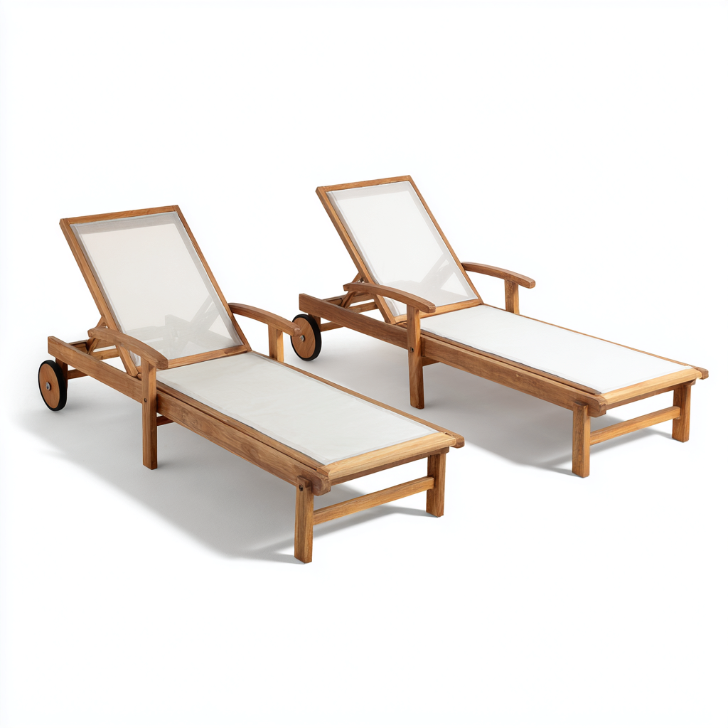 Lettino da sole in legno 196x68x88 cm - naturale-bianco - relax da esterno-Dengethut