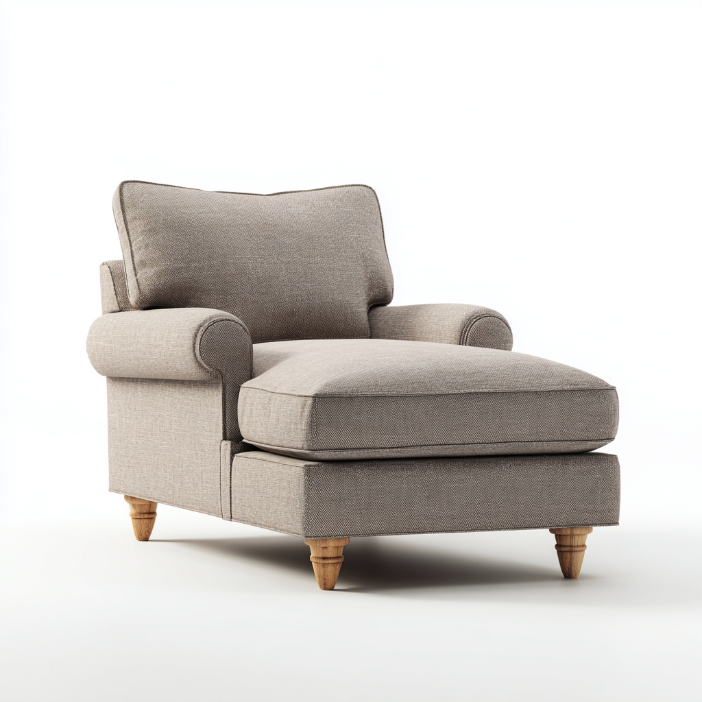 Chaise longue tessuto legno 155x85x90 cm - beige - per soggiorno - stile classico contemporaneo-Dengethut