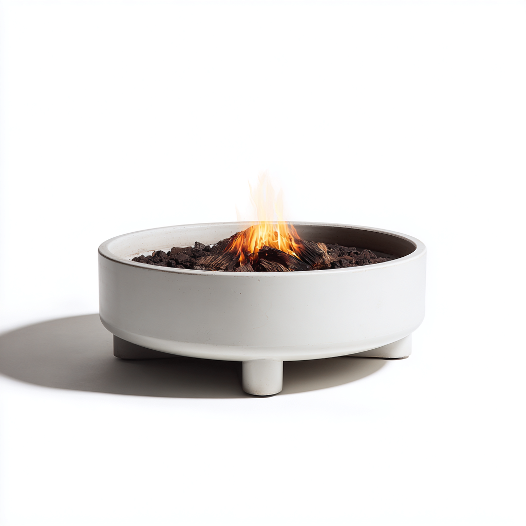 Riscaldamento da esterno a bioetanolo in metallo 80x80x35 cm - bianco - per giardino - design moderno-Dengethut