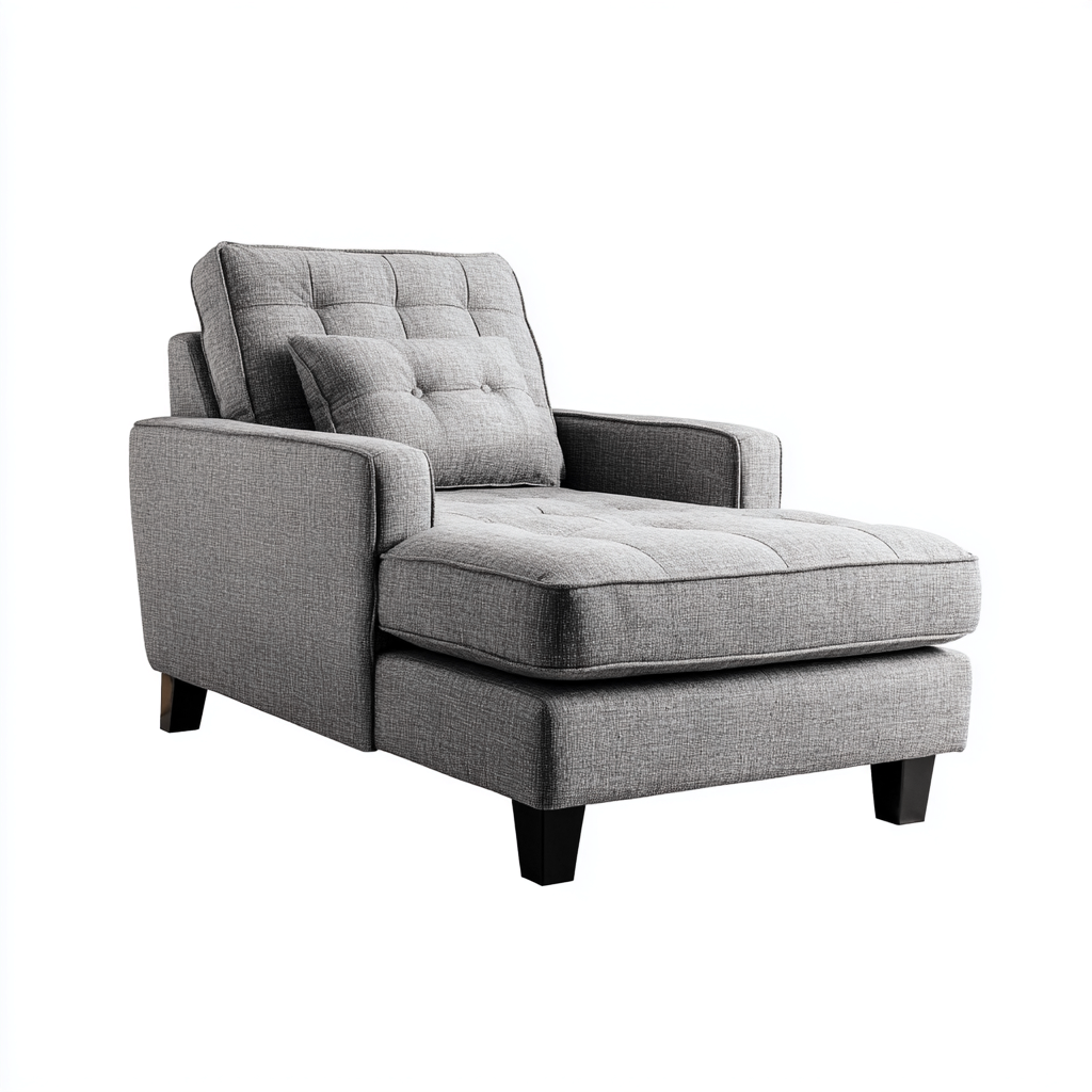 Chaise longue imbottita in tessuto con struttura in legno 160x85x80 cm - grigio - stile moderno-Dengethut